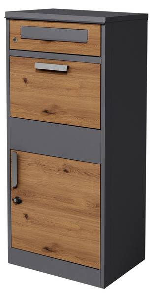 Paketbriefkasten BOXON-P Braun - Grau - Samt - 37 x 112 x 50 cm