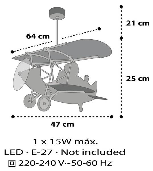 Kinderzimmer Deckenlampe Flugzeug Snoopy Blau - Kunststoff - 24 x 22 x 24 cm