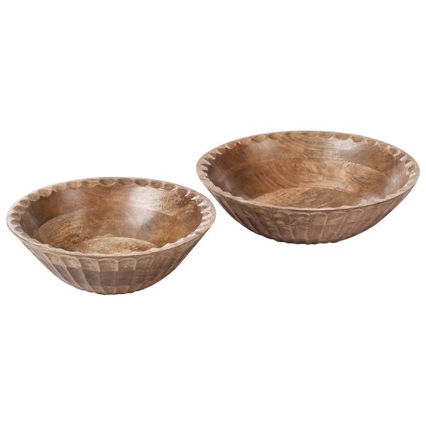Dekoschale SOHAG 2-tlg Braun - Massivholz - 30 x 10 x 30 cm