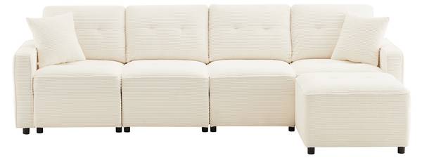 Ecksofa CHANGE Ⅳ Beige - Cord - 146 x 85 x 280 cm