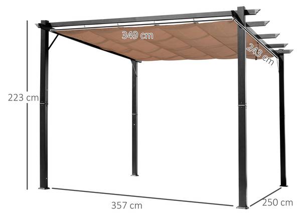 Pergola 84C-055BK Textil - 400 x 223 x 300 cm