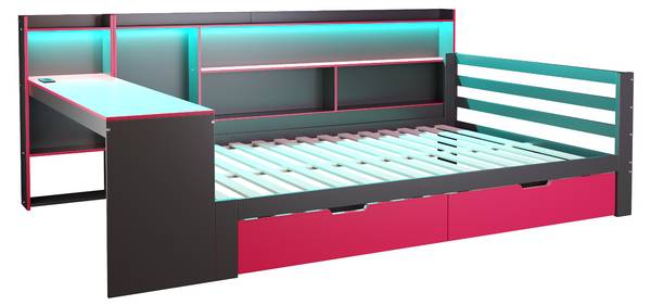 Schlafsofa Phoebus Ⅲ Schwarz - Rot - Holzwerkstoff - Massivholz - 165 x 100 x 246 cm