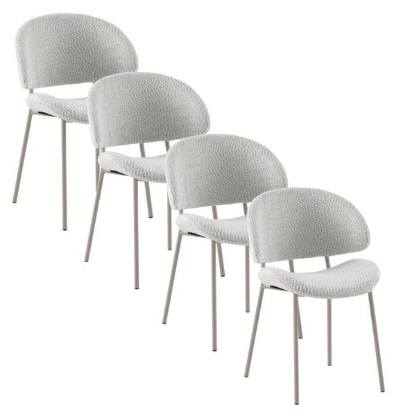 Stühle 11652 4er-Set Weiß - Chenille - Webstoff - 54 x 80 x 55 cm