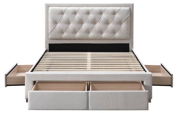 Bettrahmen LEOPOLD Beige - Textil - 217 x 123 x 165 cm