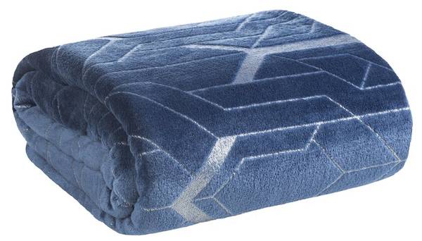 Mikorfaserdecke GINKO Blau - Textil - 150 x 1 x 200 cm