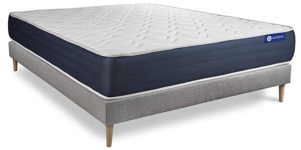 Bettgestell und Matratze Actimemo sleep Grau - Massivholz - 135 x 51 x 190 cm