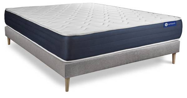Bettgestell und Matratze Actimemo sleep Grau - Massivholz - 120 x 51 x 220 cm