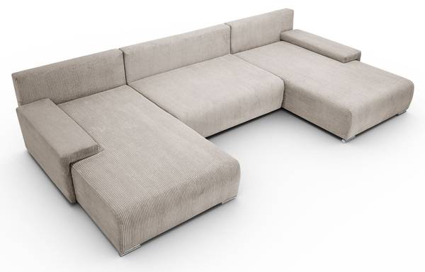 Ecksofa LAVIO U mit Schlaffunktion Beige - Polyester - 348 x 93 x 188 cm