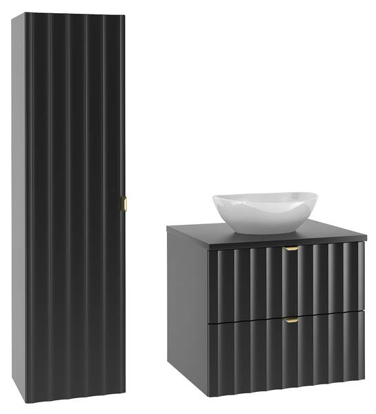Badmöbel Lexa 2er-Set Esche Schwarz Dekor - Schwarz