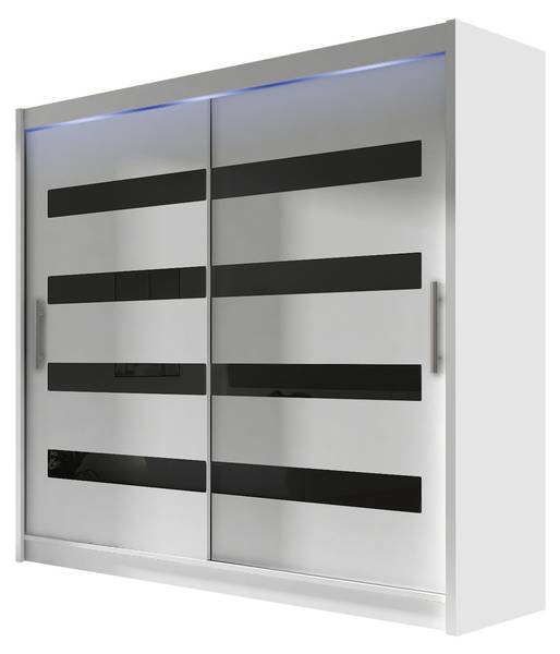 Kleiderschrank London XI mit LED Schwarz - Weiß