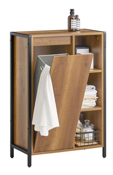 Wäscheschrank BZR65-PF Schwarz - Braun - Holzwerkstoff - Metall - 60 x 90 x 30 cm
