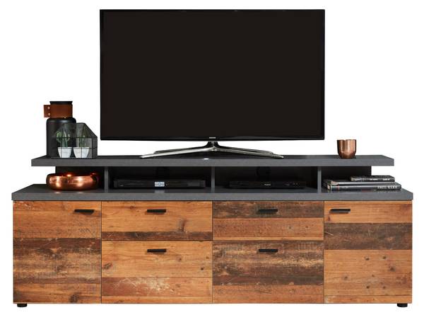 TV-meubelstemming bruin - deels massief hout - 180 x 66 x 47 cm
