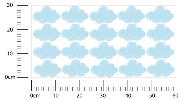 Wandtattoos WOLKEN 20‑er Set Blau - 60 x 30 x 30 cm