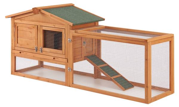 Kaninchenstall Oberursel Braun - Massivholz - 156 x 68 x 52 cm