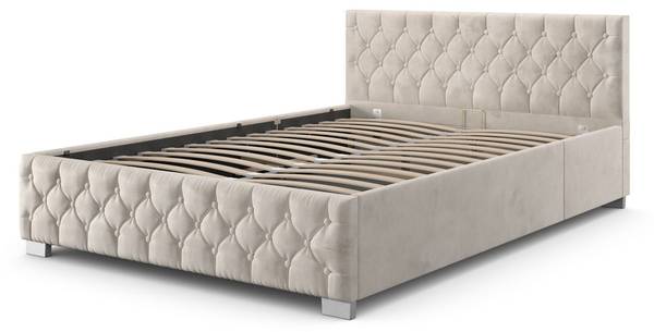 Polsterbett Nizza Beige - Breite: 140 cm
