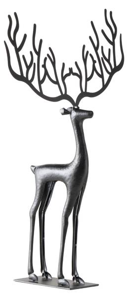Figur Cornelius Waldsilhouette Hirsch Schwarz - Metall - 17 x 49 x 32 cm
