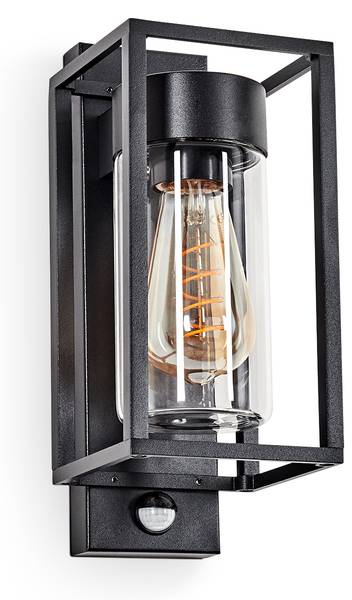 Außenwandleuchte Laterza Schwarz - Durchsichtig