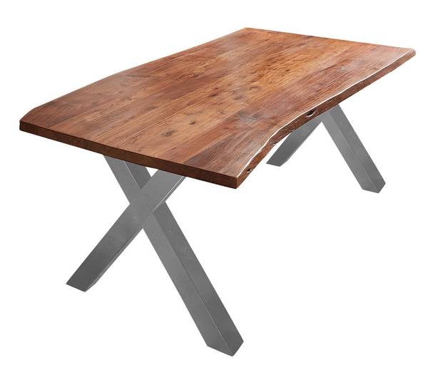 Esstisch XANTEN Braun - 140 x 80 cm - Silber