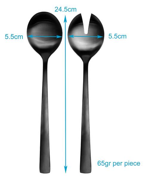 Salatbesteck Sandra (2-teiliges Set) Schwarz - Metall - 6 x 3 x 25 cm