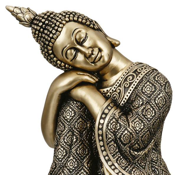 Buddha Samadhi Schwarz - Gold - Kunststoff - 10 x 17 x 10 cm