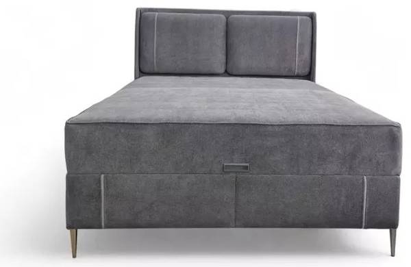 Boxspringbett Noemi Grau - Textil - 170 x 130 x 210 cm