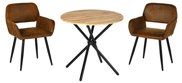 Tisch-Stuhl-Set FONTANA MB (3-teilig) Braun - Stahl - 80 x 75 x 80 cm