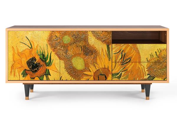 TV-Lowboard T7 Walnuss Gelb - Holzwerkstoff - 125 x 56 x 41 cm