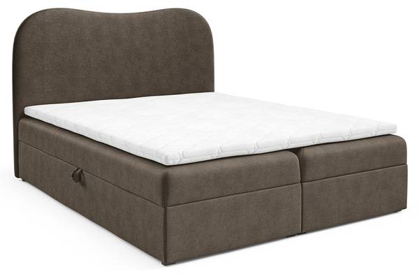 Boxspringbett DARLIN Dunkelgrau - Breite: 144 cm