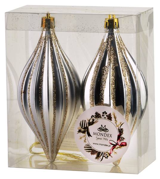 Weihnachtskugeln SANTA LILA 2er-Set Silber - Kunststoff - 12 x 5 x 13 cm