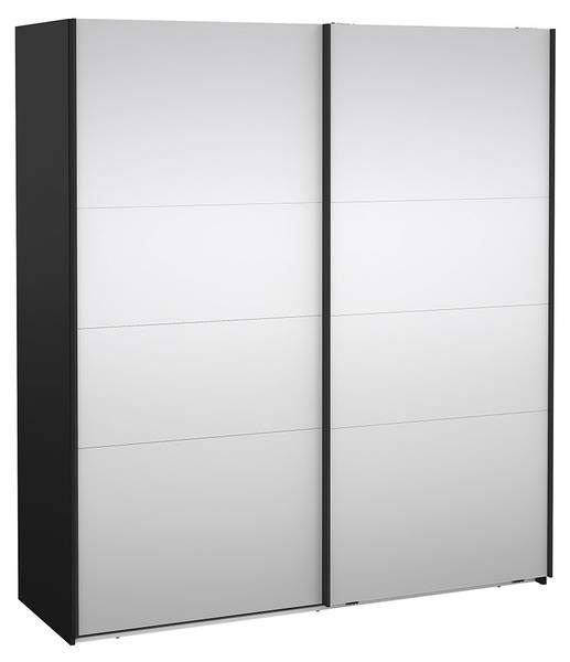 Kledingkast Catania zwart - plaatmateriaal op houtbasis - textiel - 179 x 201 x 67 cm