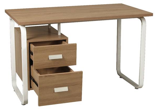 Schreibtisch mit Schubladen PEARL Braun - Holzwerkstoff - 60 x 76 x 120 cm