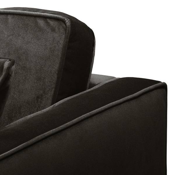 Divano angolare in velluto Edina Marrone bisonte - Longchair preimpostata a destra - Senza Sgabello