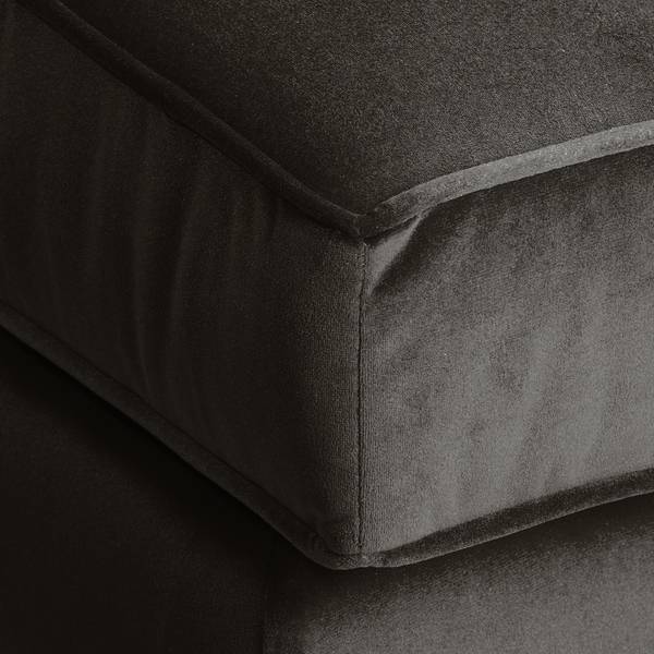 Divano angolare in velluto Edina Marrone bisonte - Longchair preimpostata a destra - Senza Sgabello