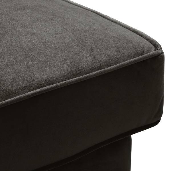 Divano angolare in velluto Edina Marrone bisonte - Longchair preimpostata a destra - Senza Sgabello