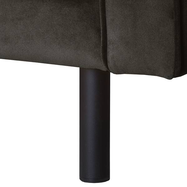 Divano angolare in velluto Edina Marrone bisonte - Longchair preimpostata a destra - Senza Sgabello