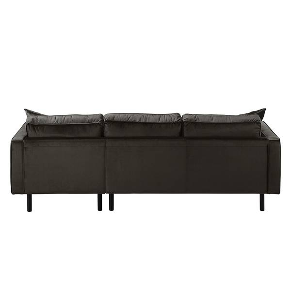 Divano angolare in velluto Edina Marrone bisonte - Longchair preimpostata a destra - Senza Sgabello