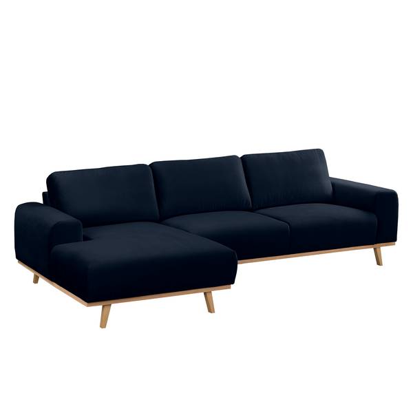 Ecksofa Lauris Samt - Dunkelblau - Longchair davorstehend links