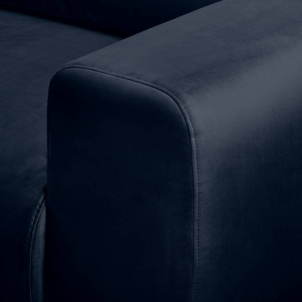 Ecksofa Lauris Samt - Dunkelblau - Longchair davorstehend links