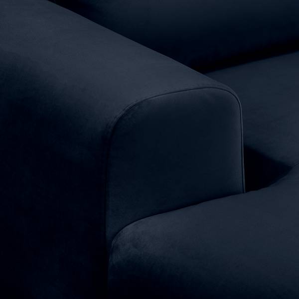 Ecksofa Lauris Samt - Dunkelblau - Longchair davorstehend links