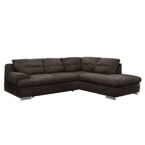 Ecksofa Rollin Microfaser - Kokosnuss Braun - Ottomane davorstehend rechts - Keine Funktion