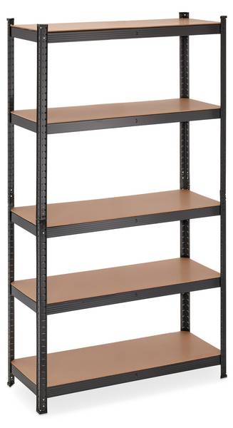 2x Schwarzes Schwerlastregal Schwarz - Braun - Stahl - 100 x 180 x 41 cm