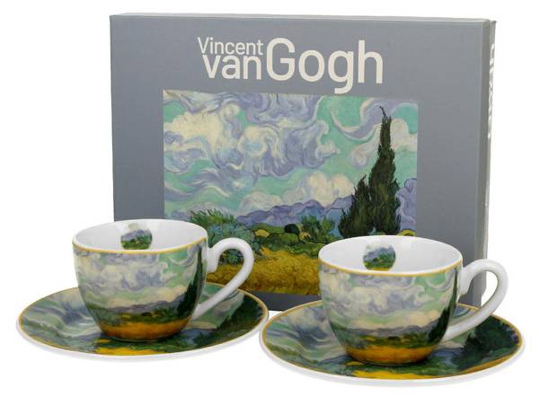 Tasse Van Gogh mit Untertasse 2er Set Blau - Porzellan