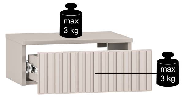 Nachttisch Caletto Grau - Melamin - 45 x 18 x 34 cm