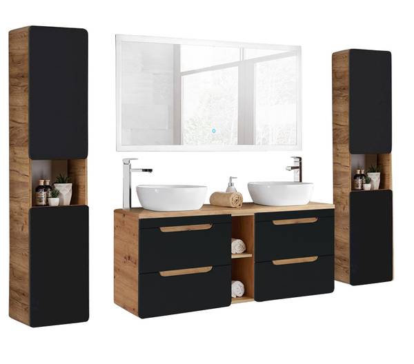 Badmöbel-Set NEW-LUTON-115 4er-Set Grau - Holzwerkstoff - 241 x 200 x 46 cm