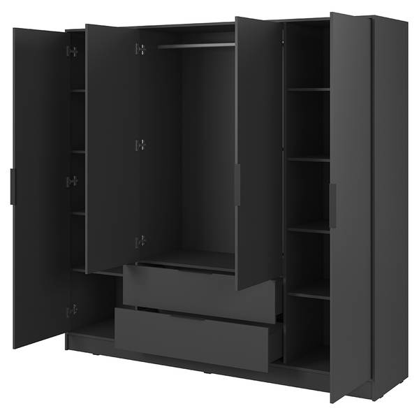 Kleiderschrank KNOCK-160-4 Grau - Holzwerkstoff - 206 x 200 x 51 cm