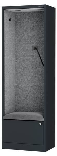 Akustikkabine Sally Schwarz - Grau - Metall - 60 x 185 x 40 cm
