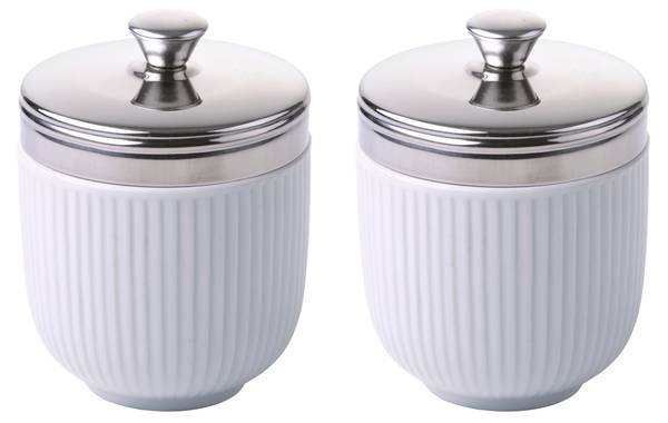 Eier-Coddler Fluted Egg 2er-Set Weiß - Porzellan - 7 x 9 x 7 cm