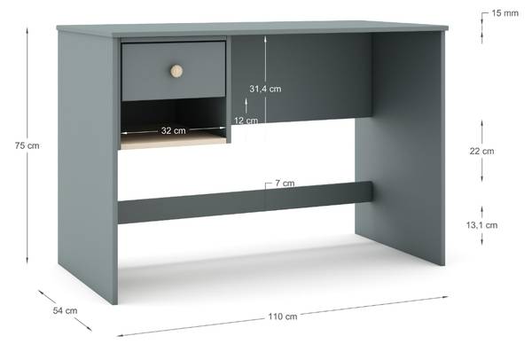 Schreibtisch SIMON Grün - Holzwerkstoff - 55 x 75 x 110 cm