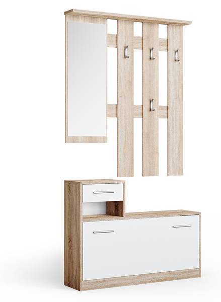 Garderobe Billy 54398 Braun - Weiß - Holzwerkstoff - 100 x 112 x 28 cm