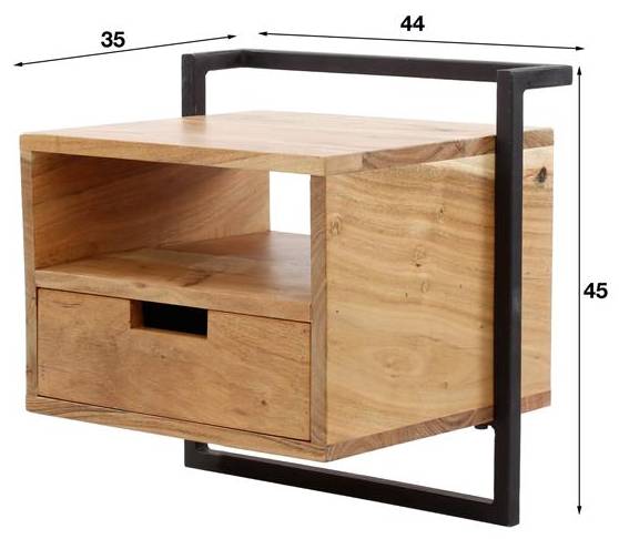 Hängender Nachttisch Air Solid Braun - Massivholz - 35 x 45 x 44 cm